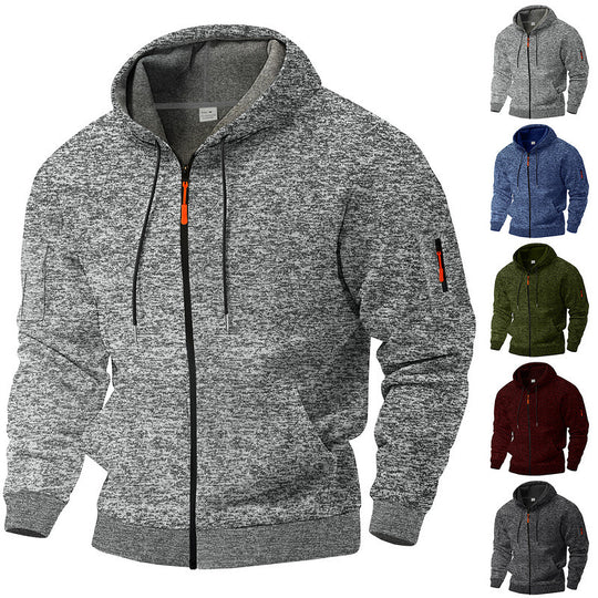 Herren Sportlicher Kapuzenpullover mit kontrastierenden Details und Reißverschluss EB