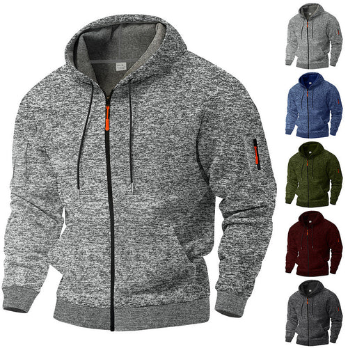 Herren Sportlicher Kapuzenpullover mit kontrastierenden Details und Reißverschluss EB