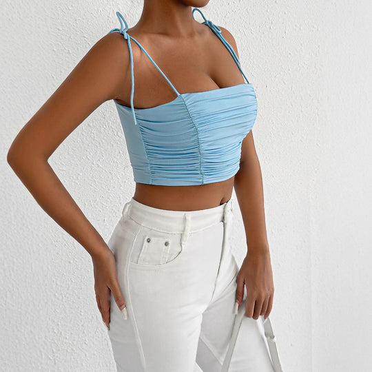 Damen Crop-Top mit Raffungen und verstellbaren Trägern EB