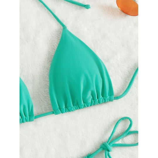 Damen Triangel-Bikini mit verstellbaren Trägern und Raffungen EB