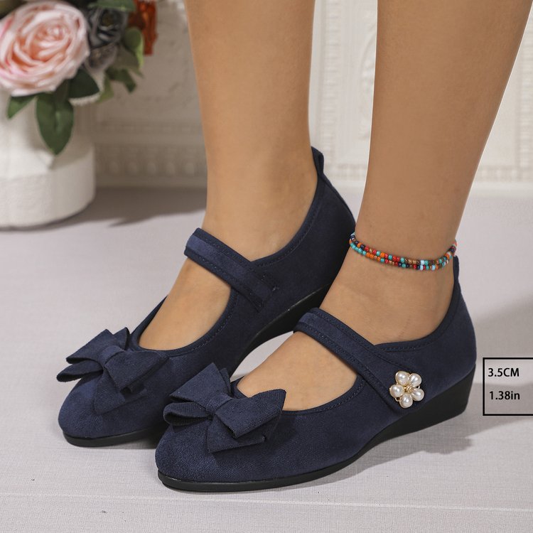 Damen Ballerinas mit dekorativer Schleifenapplikation und komfortablem Wedge-Absatz EB
