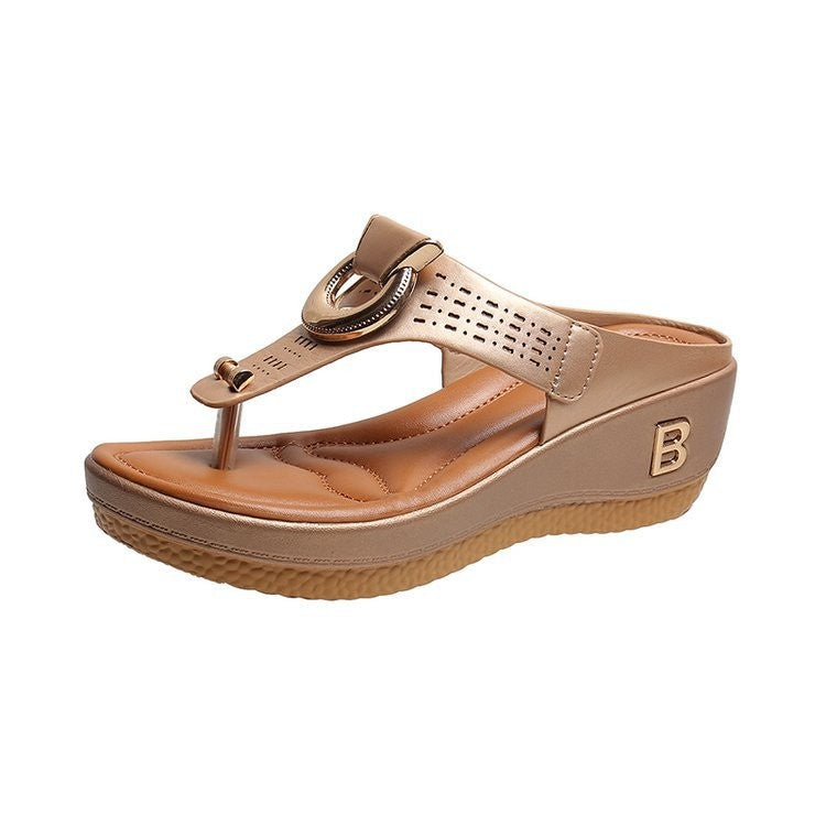 Damen Elegante Wedge-Zehentrenner mit modischen Riemen EB