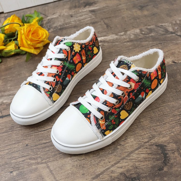 Damen Modische Sneaker mit buntem Print und bequemem Innenfutter EB