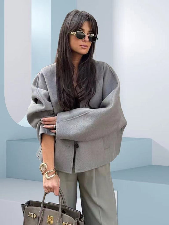 Damen Elegante und lässige Oversize-Jacke mit Knopfdetails und weitem Schnitt EB