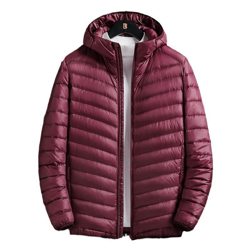 Herren nan ultraleichte Steppjacke mit Kapuze, winddichter Außenhülle und packbarem Thermofutter EB