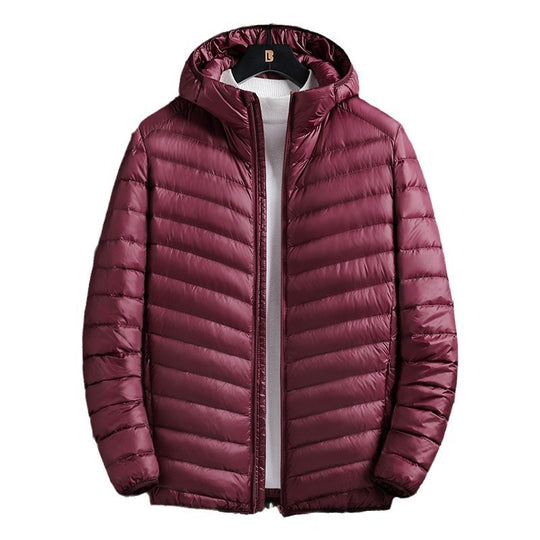 Herren nan ultraleichte Steppjacke mit Kapuze, winddichter Außenhülle und packbarem Thermofutter EB