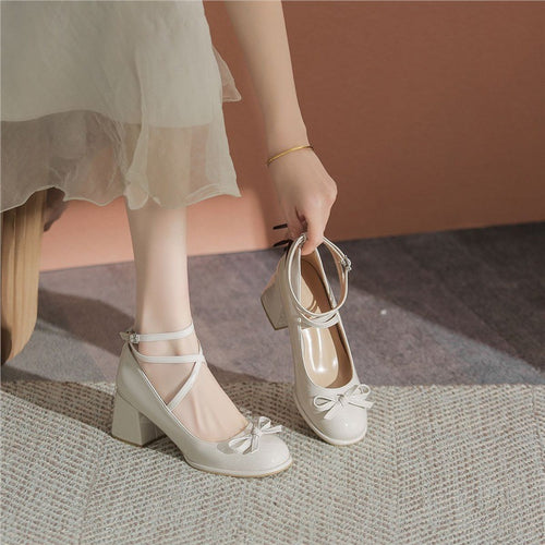 Damen elegante Ballerina-Pumps mit verstellbarem Fesselriemen und Schnürung EB