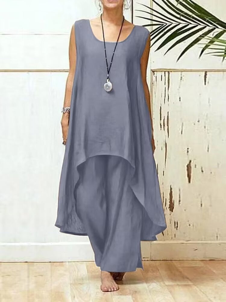 Damen Fließendes Tunika Maxi Overall EB