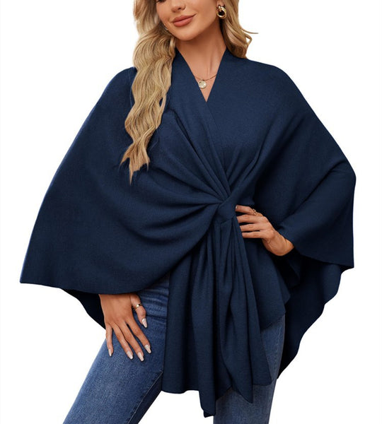 Damen Eleganter Wickelpullover mit asymmetrischem Schnitt EB