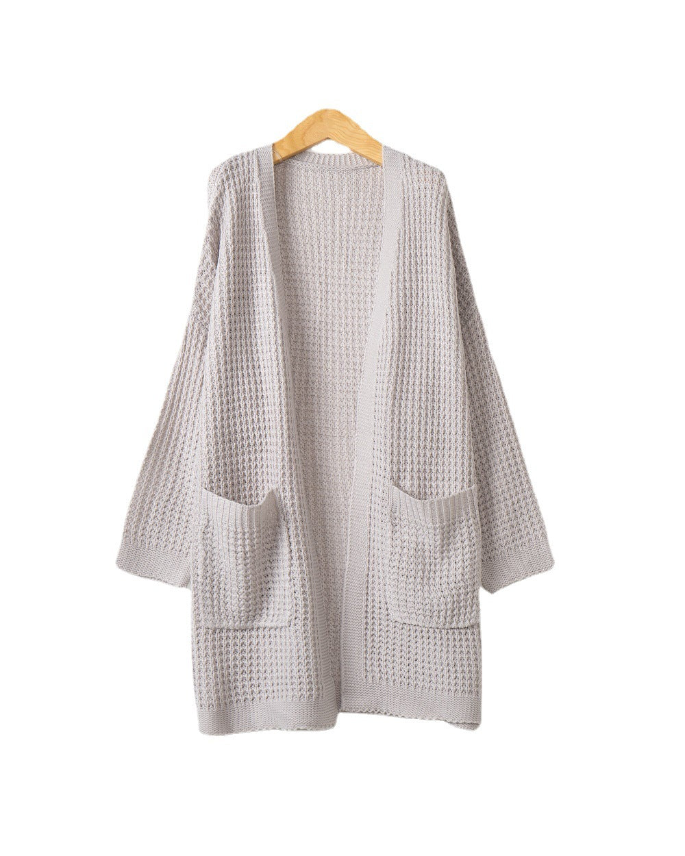 Damen lässiger Strickcardigan mit Taschen und offenem Schnitt EB