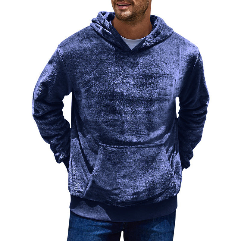 Herren kuscheliger Hoodie mit praktischen Kängurutaschen und hohem Kragen EB