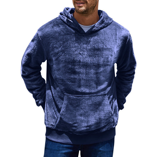 Herren kuscheliger Hoodie mit praktischen Kängurutaschen und hohem Kragen EB