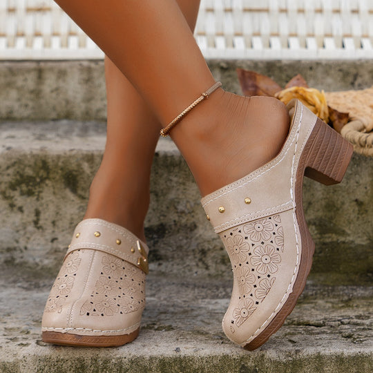 Damen Hohe Clogs mit floralem Muster und ergonomischem Fußbett EB