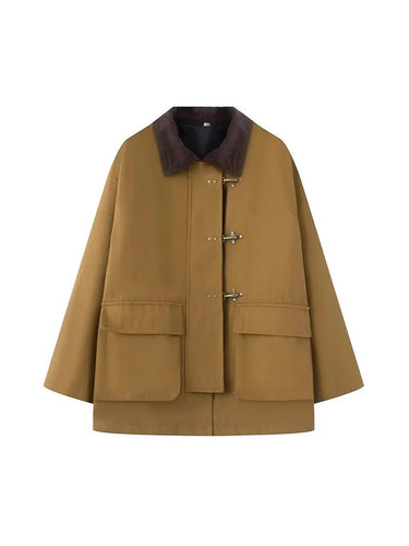 Damen oversized Trenchjacke mit klassischem Stehkragen und praktischen Taschen EB