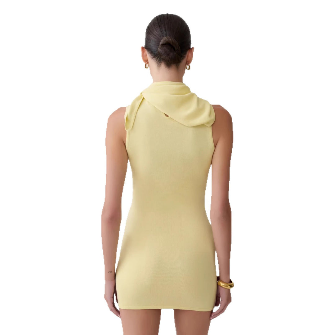 Damen Elegantes Minikleid mit asymmetrischem Kragen EB