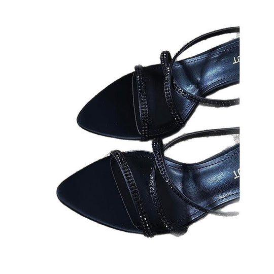Damen elegante High Heel Sandalen mit funkelnden Bling-Verzierungen EB
