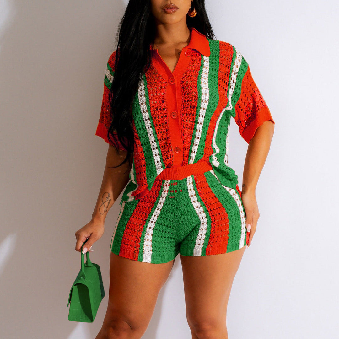 Damen Set aus gehäkeltem Top und Shorts EB