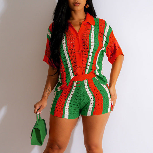 Damen Set aus gehäkeltem Top und Shorts EB