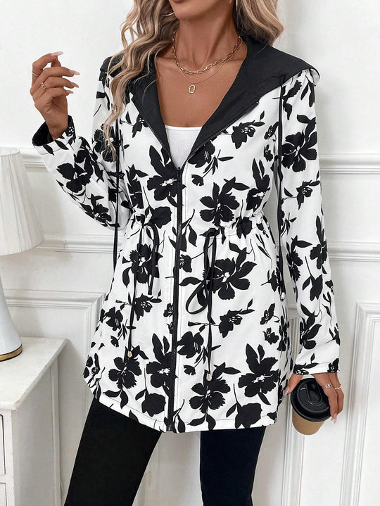 Damen Leichtgewichtige Kapuzenjacke mit tierischem Muster EB