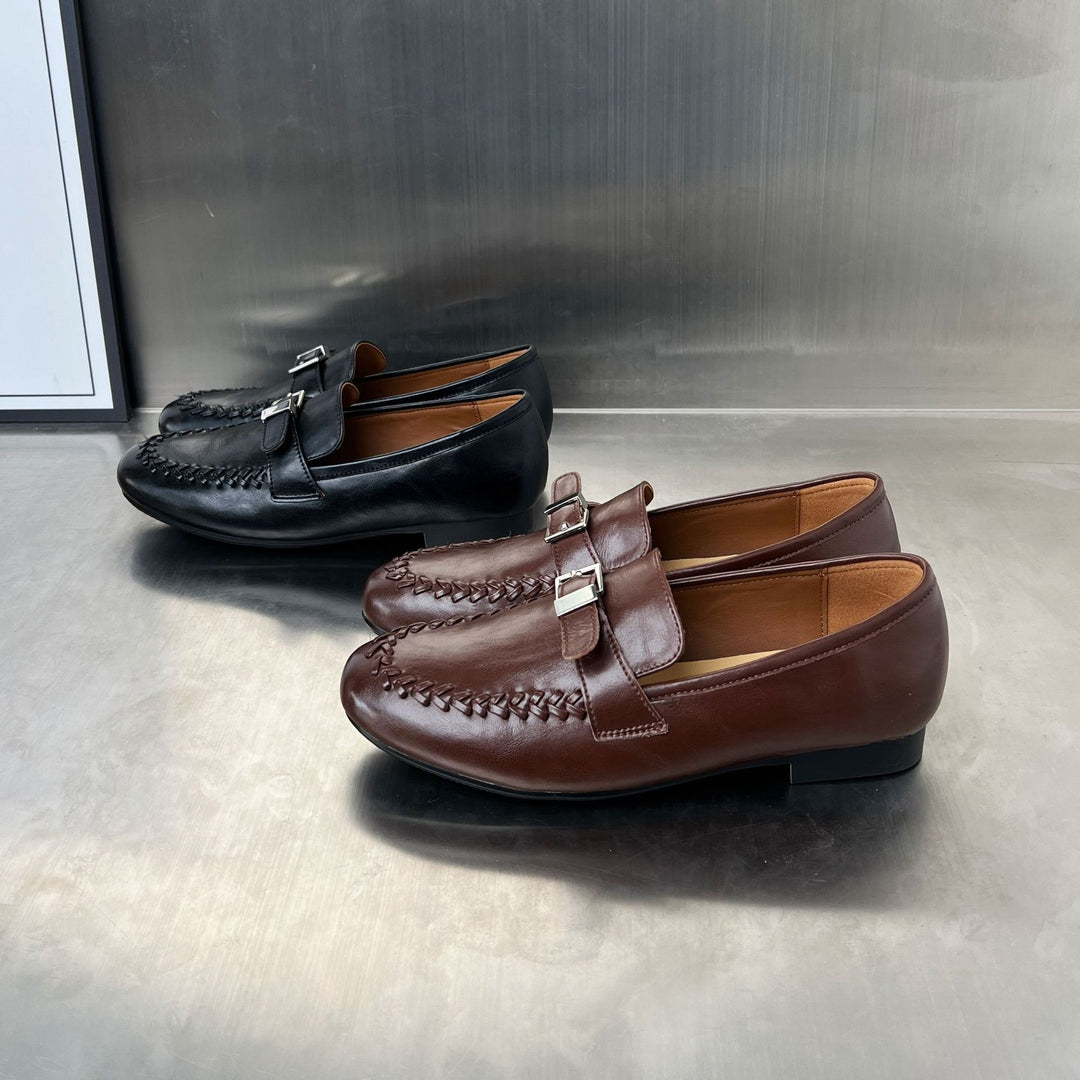 Damen Elegante Mokassins aus hochwertigem Leder mit stilvoller Schnallenverzierung EB