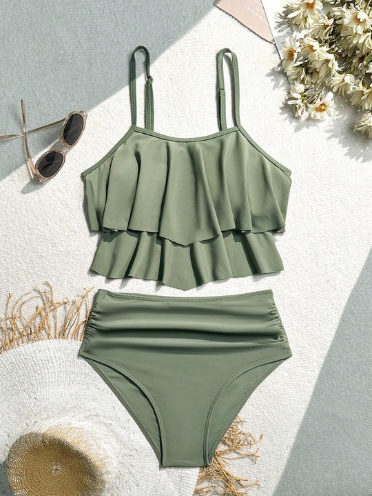 Damen Bikini-Set mit voluminösem Rüschendesign EB