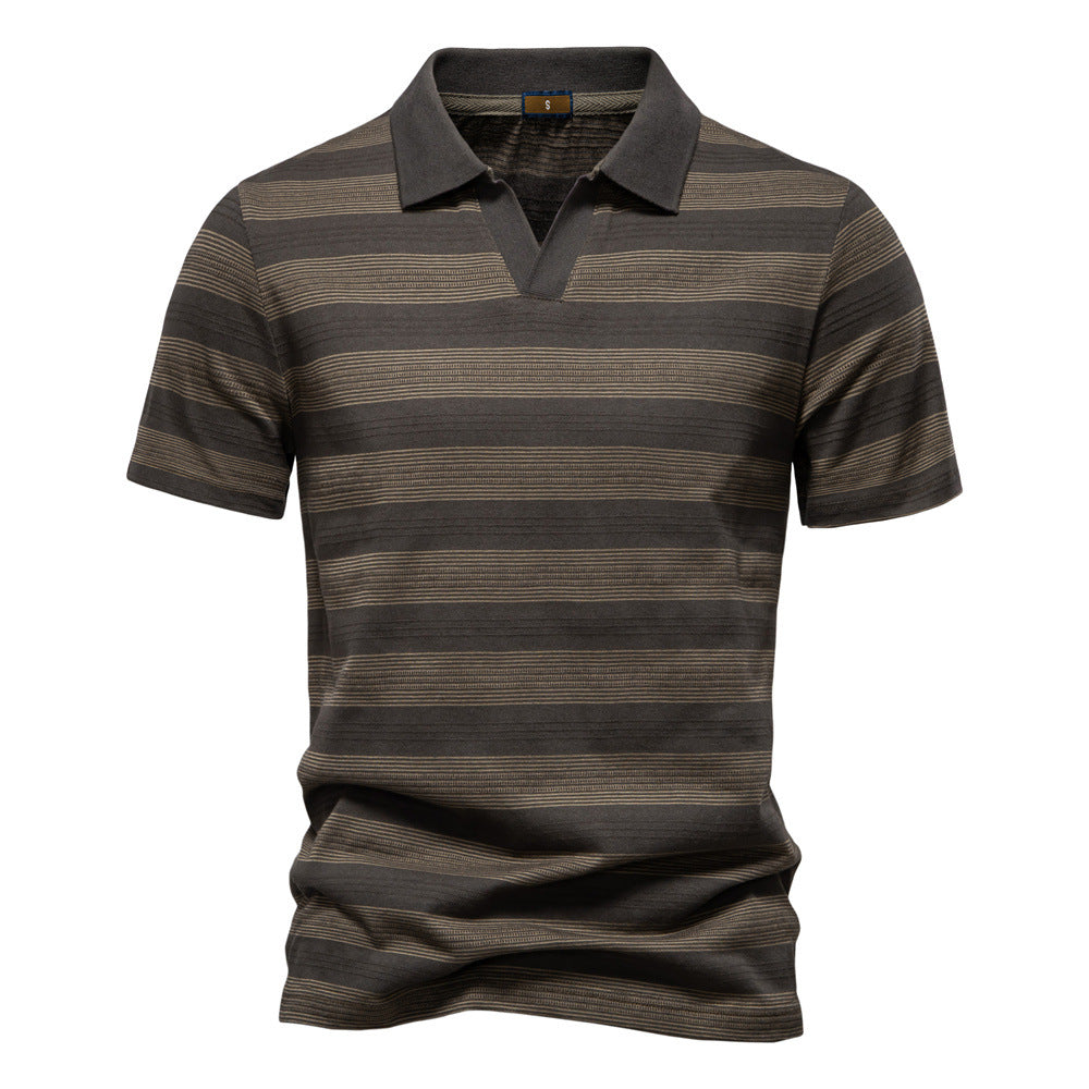 Herren Polo-Shirt mit stylischem V-Ausschnitt und modernem Streifenmuster EB