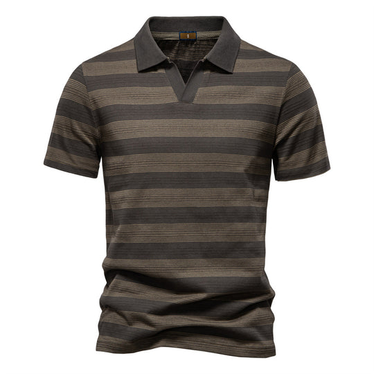 Herren Polo-Shirt mit stylischem V-Ausschnitt und modernem Streifenmuster EB