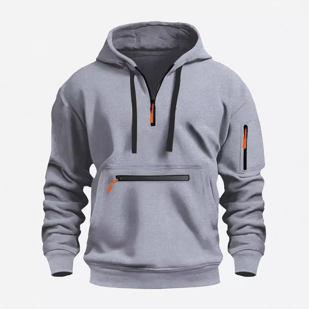 Herren modischer Kapuzenpullover mit praktischen Reißverschluss-Taschen EB