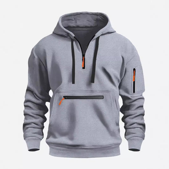 Herren modischer Kapuzenpullover mit praktischen Reißverschluss-Taschen EB