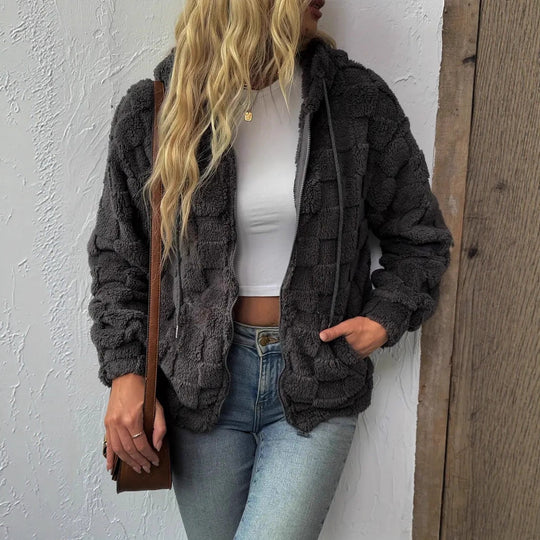 Damen Kuschelige Fleecejacke mit Kapuze EB