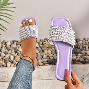 Damen Glamouröse Riemen-Sandalen mit Perlen-Applikation EB