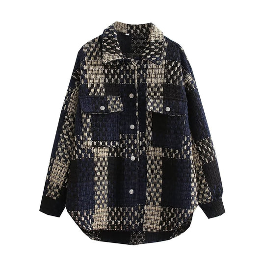 Damen Übergangsjacke im Patchwork-Design mit praktischen Taschen und lässigem Schnitt EB