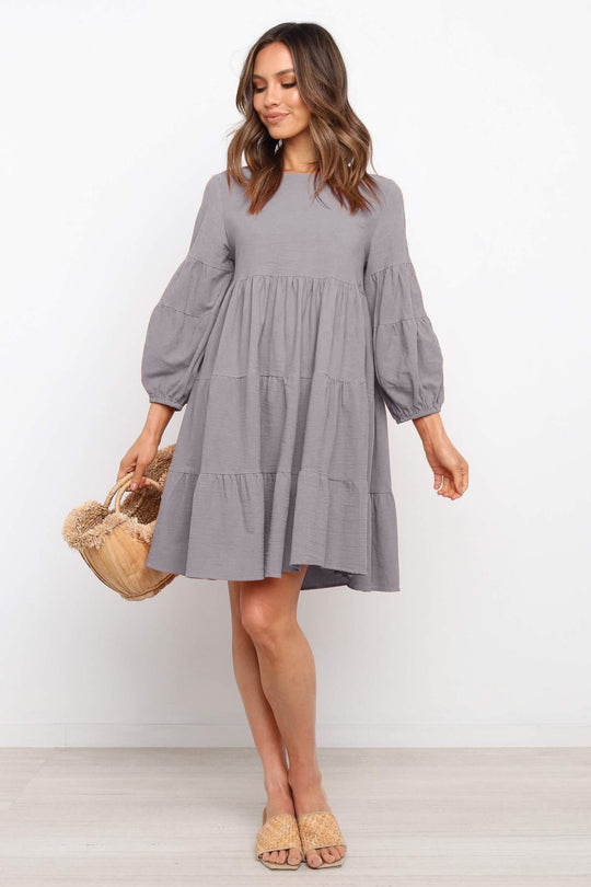 Damen romantisches Sommerkleid mit voluminösen Ärmeln und Rüschendetails EB