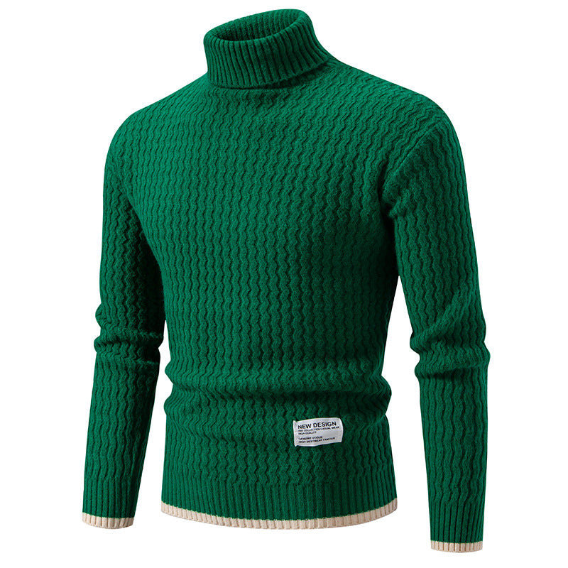 Herren Strickpullover mit hochabschließendem Kragen und strukturiertem Muster EB