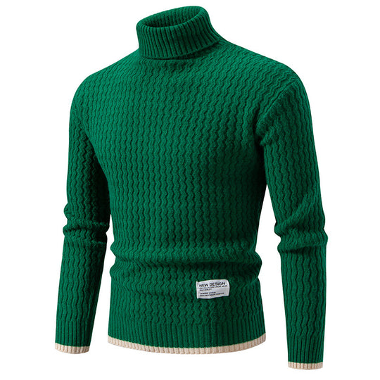 Herren Strickpullover mit hochabschließendem Kragen und strukturiertem Muster EB