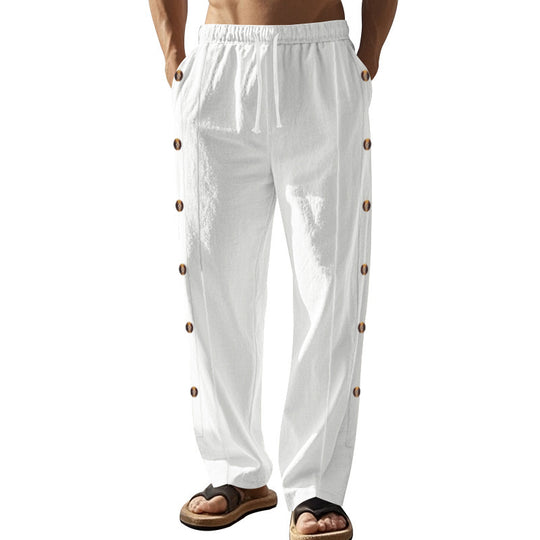 Herren lässige Strandhose mit seitlichen Knopfdetails EB