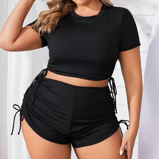 Damen Sportliches Crop-Top und Shorts Set EB 1779791223