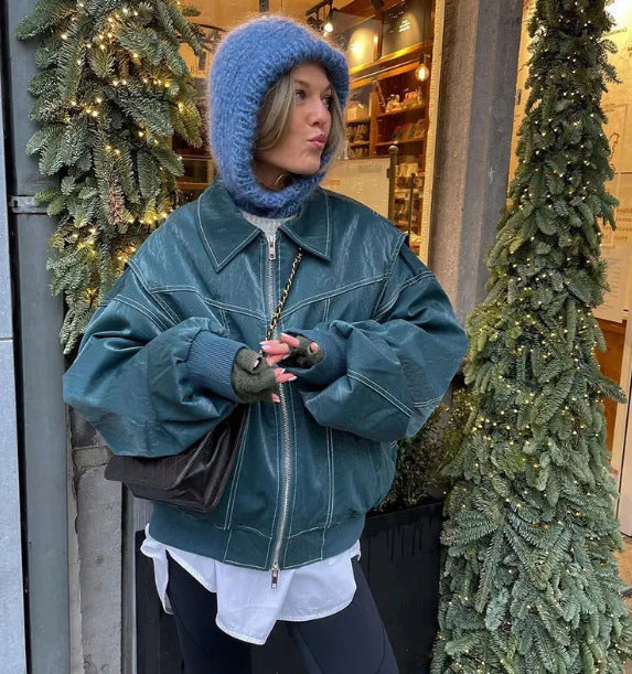Damen Oversized Kunstleder-Jacke EB