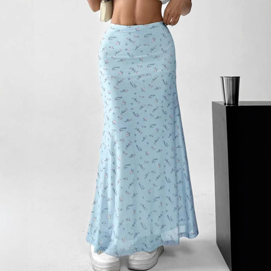 Damen Langrock mit floralen Motiven und fließendem Schnitt EB
