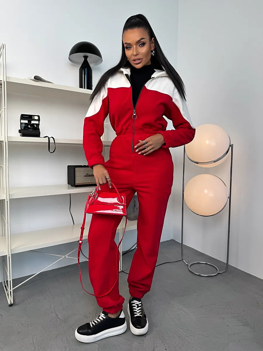 Damen gemütlicher Fleece-Overall mit Kapuze, durchgehendem Reißverschluss und elastischen Bündchen Eichborn Berlin