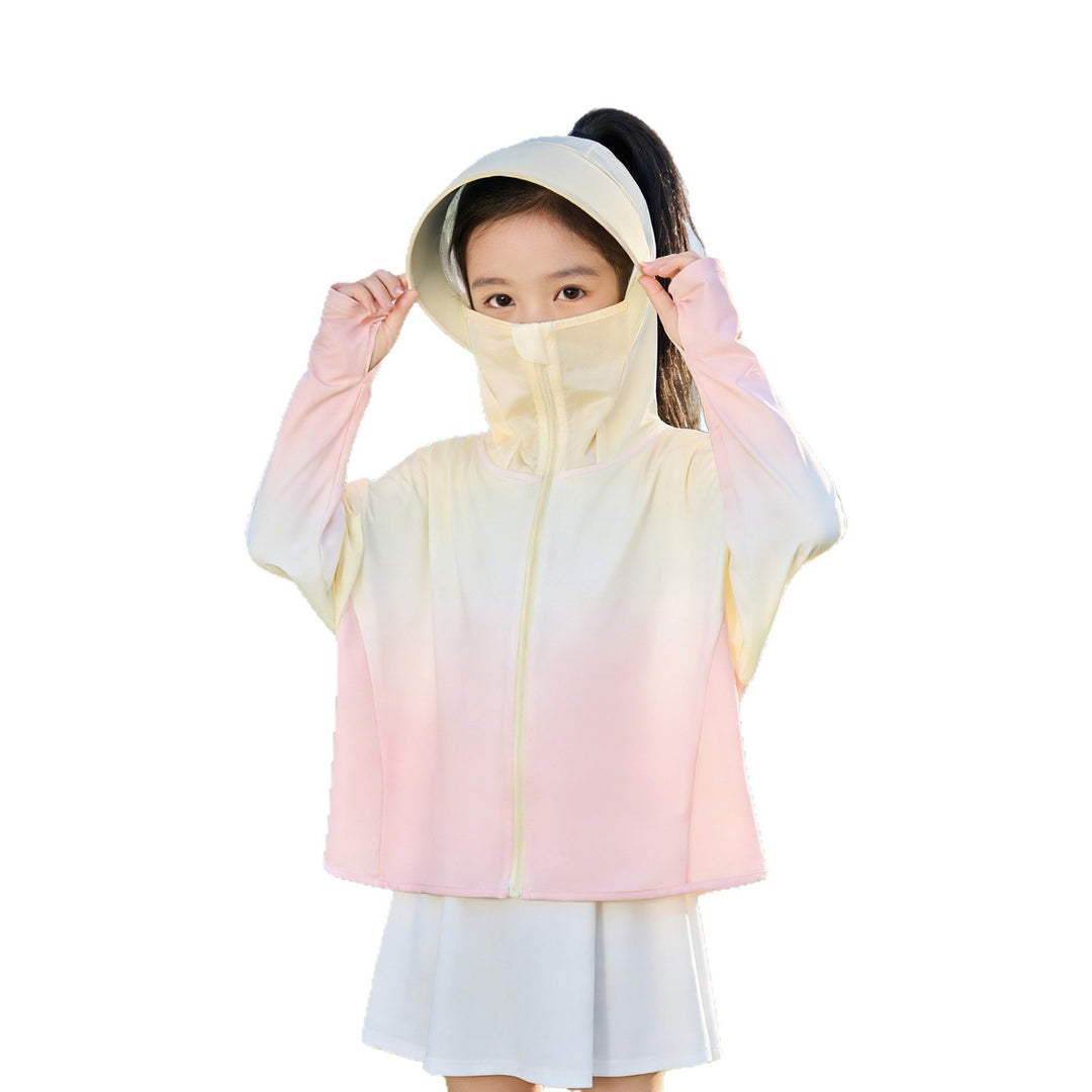 Unisex nan Kinder UV-Schutz-Sonnenjacke mit verlängerter Rückenpartie, Kapuze und Daumenlöchern  EB