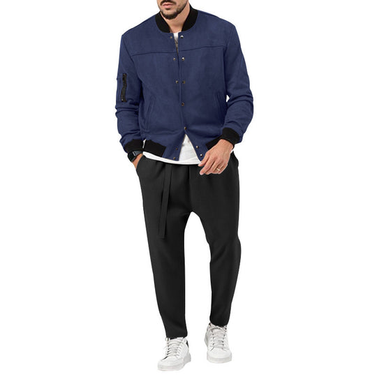 Herren modische Bomberjacke aus weichem Wildleder mit praktischen Taschen EB