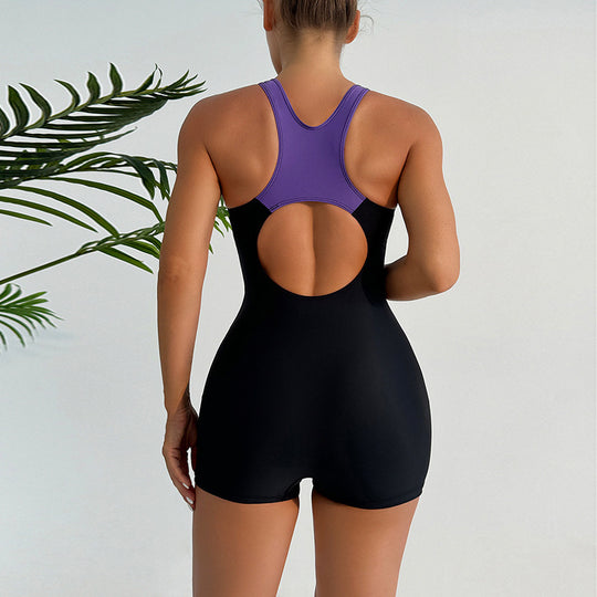 Damen Sportlicher Einteiler-Badeanzug mit attraktiven Farbdetails EB