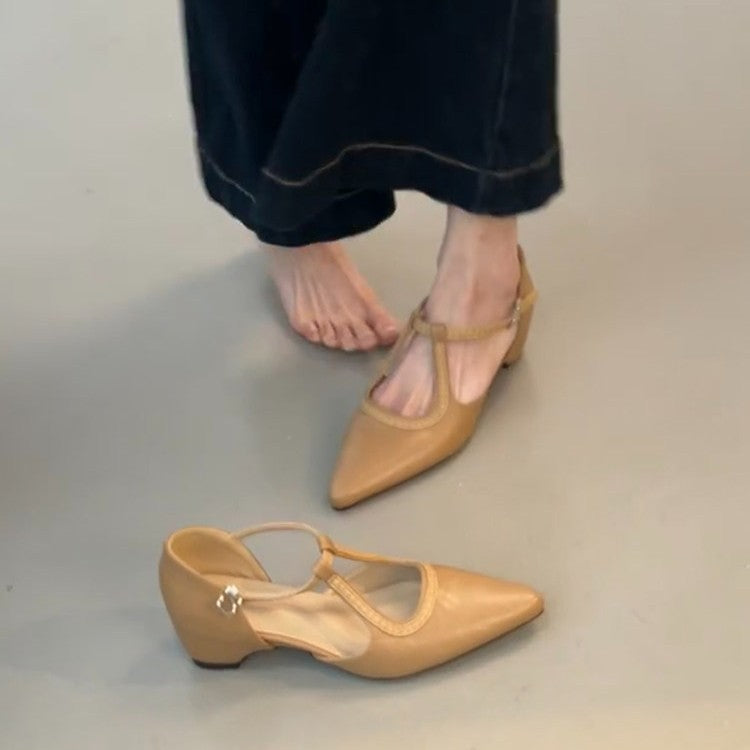 Damen elegante Slingback-Pumps aus hochwertigem Leder mit modischem Design EB