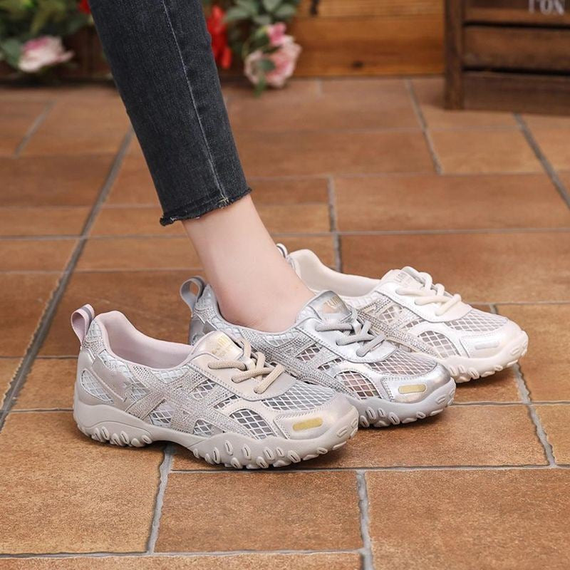 Damen Sportliche Freizeit-Sneaker mit atmungsaktivem Mesh-Obermaterial und rutschfester Sohle EB