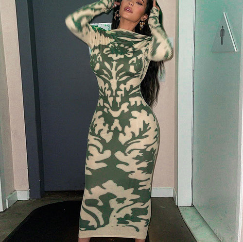 Damen Wickelkleid mit tiefem Rückenausschnitt und floralen Motiven EB