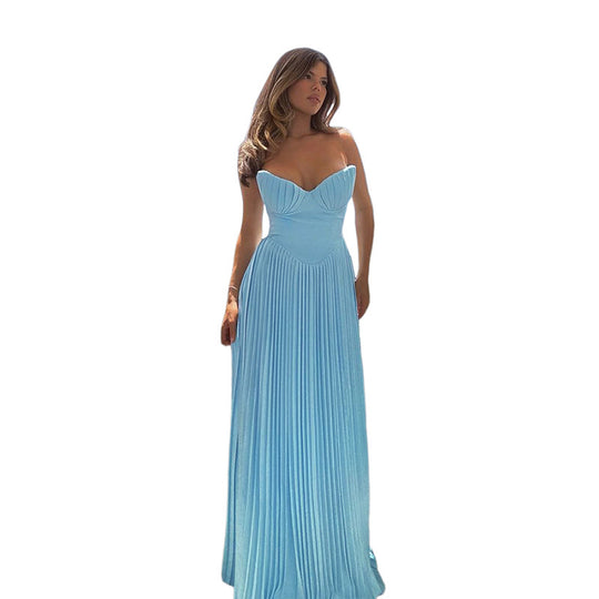 Damen Maxikleid mit strapazierfähigem Oberteil und eleganten Falten EB