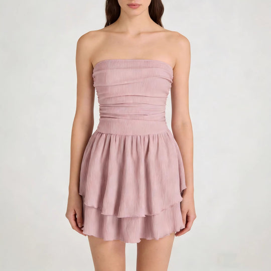 Damen Wickelkleid mit gerafftem Oberteil und fließendem Rock EB
