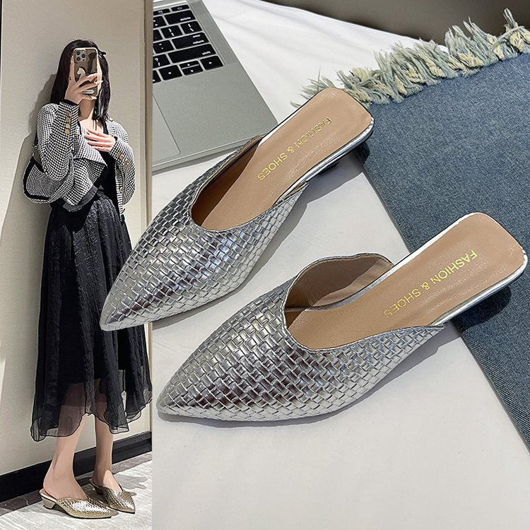 Damen elegante Mules mit modernem Wabenmuster und komfortablem Blockabsatz EB