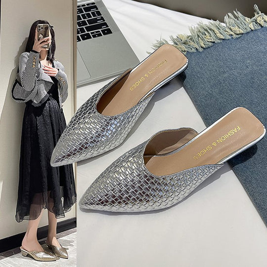 Damen elegante Mules mit modernem Wabenmuster und komfortablem Blockabsatz EB